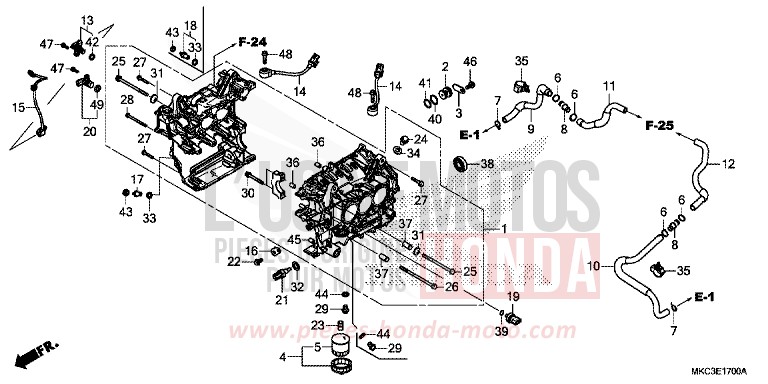 CYLINDER BLOCK for Gold Wing CANDY ARDENT RED (R367) from 2018